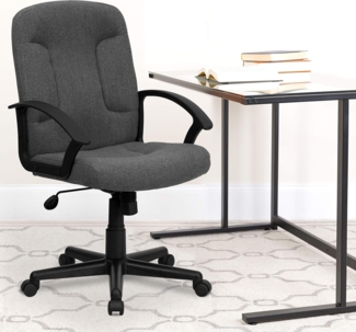 Flash Furniture Garver Bürostuhl mit mittlerer Rückenlehne, Stoff, mit Nylonarmen, Grau