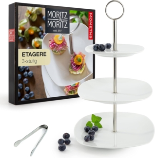 Moritz & Moritz Etagere Obst Etagere 3 Etagen, Porzellan, (3 stöckig), Für Obst Aufbewahrung, Muffins und Cupcakes