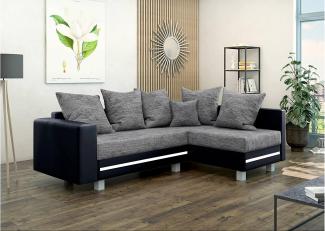 Stylefy Morgan Ecksofa Strukturstoff BERLIN Kunstleder MADRYT Grau Schwarz Rechts