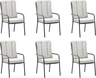 VENICE 6er-Set Rope Alu Loungesessel Stapelsessel stapelbar sand