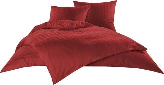 Bettwaesche-mit-Stil Mako Satin Damast Bettwäsche Waves Rot Garnitur 240x220cm