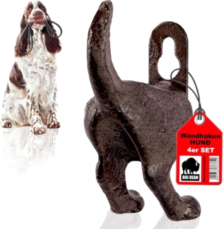 BigDean 4er Set Garderobenhaken Fiffi - Hundehaken Wandhaken Hund Gusseisen Haken Hundepopo - Garderobe für Hundeleinen, Schlüssel & Kleidung