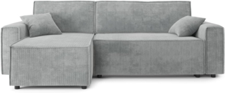 BAÏTA Ecksofa, ausziehbar, Mira 4-Sitzer, mit Wendeecke und Aufbewahrungsbox, aus Cordstoff, Hellgrau