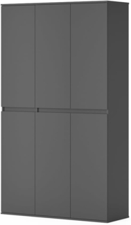 Kleiderschrank Claus Anthrazit 111 x 191.5 cm mit 6 Türen Vicco