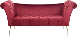 Chaiselongue Samtstoff dunkelrot gold NANTILLY