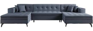 Designer Sofa Vivana mit Schlaffunktion Stoff Blau