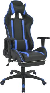 vidaXL Neigbarer Racing-Bürostuhl mit Fußstütze Blau 20166