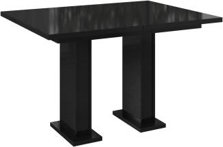 MEBLINI Esstisch Ausziehbar - Esszimmertisch Modern - Küchentisch - Ausziehtisch - Säulentisch - Ausziehbarer Tisch - Dining Table - Esszimmertische - 120-160 x 80 x 76 cm - Gloss - Schwarz Hochglanz