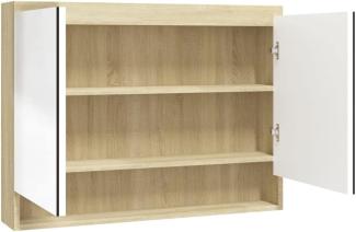 vidaXL Bad-Spiegelschrank 80x15x60 cm MDF Weiß und Eiche-Optik