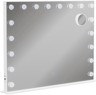 Vicco Schminktischspiegel Weiß 80x61 cm mit LED-Beleuchtung, Greta