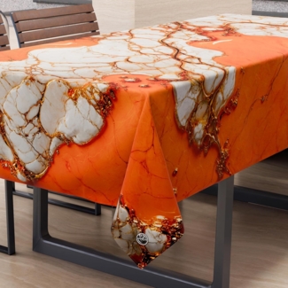 PETTI Artigiani Italiani - Schmutzabweisende Tischdecke, rechteckig, für Küche, elegant, Marmor-Effekt, Orange, für 6 Plätze (140x180 cm), 100% Made in Italy
