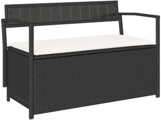 vidaXL Gartenbank Gartenbank mit Stauraum und Kissen Schwarz Poly Rattan (1-St)