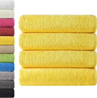 NatureMark 4er Pack Duschtücher, Größe 70x140 cm, Gelb, 100% Baumwolle