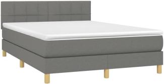 vidaXL Boxspringbett mit Matratze Dunkelgrau 140x190 cm Stoff 3140610