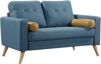 Vente-unique 'TATUM' 2-Sitzer-Sofa, Bouclé Stoff blau, 130 x 81 x 83 cm