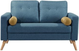 Vente-unique 'TATUM' 2-Sitzer-Sofa, Bouclé Stoff blau, 130 x 81 x 83 cm