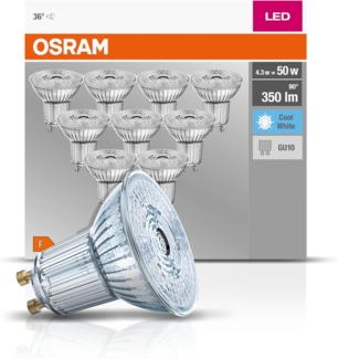 10er-PACK OSRAM LED BASE PAR16 GU10 LED Strahler 4. 3W wie 50W 36° 4000K neutralweiß GLAS