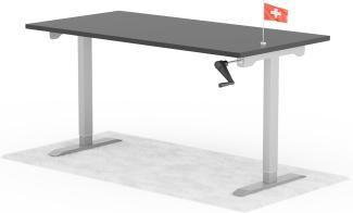 manuell höhenverstellbarer Schreibtisch EASY 160 x 80 cm - Gestell Grau, Platte Anthrazit