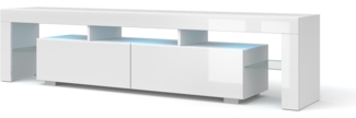TV-Schrank 190 cm weiß / Hochglanz-Weiß mit LED-Beleuchtung.