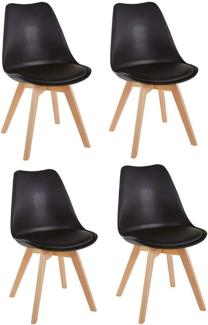 HJhomeheart Esszimmerstuhl 4er Set, Massivholzbeine, Abnehmbares Stuhlkissen, Küchenstuhl, Moderner Stuhl (Schwarz-4)