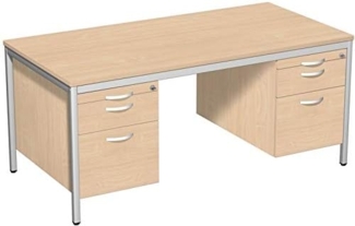 Geramöbel Schreibtisch Lichtgrau 160x80 cm 2 Hängecontainer