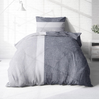 Träumschön Bettwäsche Premium Set aus Baumwolle 135x200 oder 155x220 cm, Platin Skizze, Baumwolle, 2 teilig, mit Reißverschluss, luftig und leichte Sommerbettwäsche