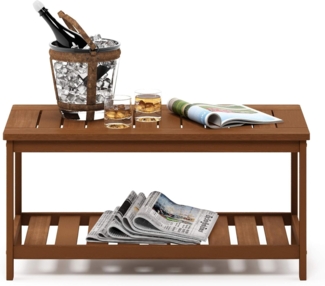 Furinno Tioman Outdoor Tisch mit Ablage in Teaköl, Natur, 45. 21x89. 92x43. 18 cm