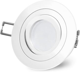 SSC-LUXon LED Einbaustrahler RF-2 LED Einbaustrahler schwenkbar in matt weiss rund mit Milky GU10, Warmweiß