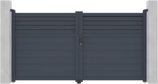 Vente-unique - Gartentor Flügeltor - 305 x 166 cm - Aluminium - Anthrazit - VIAZO