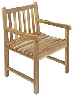 SAM Gartenstuhl Gartensessel Caracas, Gartensessel aus Teak-Holz, aus Massivholz, für Balkon, Terrasse oder Garten [53263261], Braun