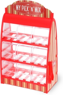 Spetebo Vorratsglas Süßigkeitenspender mit 9 Fächern - 30 x 18 cm, Kunststoff / Pappe, (Stück, 1-tlg, Candy Bar), Candy Bar im Retro Design