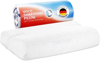 Kopfkissen 40x80 HADAR WAVE, höhenverstellbar, ergonomisches HWS Nackenstützkissen aus Visco-Schaum mit Klima-Bezug, Nacken-Kissen für Seitenschläfer & Rückenschläfer, passt exakt in 40x80 cm Bezug