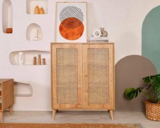 Dmora - Sideboard Selara, Wohnzimmerbuffet, Sideboard, Küchenschrank, 90 x 40 x 110 cm, Eiche
