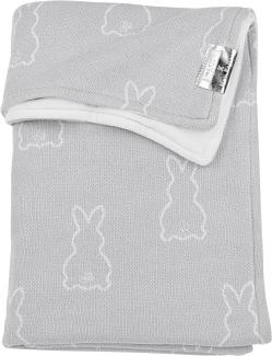 Meyco Baby X Mrs. Keizer Rabbit Velvet Babydecke, gestrickte Wiegedecke (aus 80% Baumwolle und 20% Polyester, vielseitig einsetzbar, einfache Pflege, atmungsaktiv, Größe: 100 x 150 cm), Silber