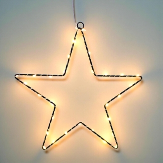 Spetebo LED-Dekofigur Metall Weihnachtsstern Silhouette 30 cm zum Hängen schwarz für Außen (Anzahl, 1 St, Stück), mit Timer