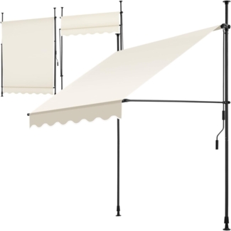 tectake® Klemmmarkise mit Handkurbel, Balkon Markise ohne Bohren, Markise höhenverstellbar, UV-beständig, wasserabweisend, Terrassenüberdachung, Sonnenschutz Terrasse & Balkon, Breite 150 cm - beige