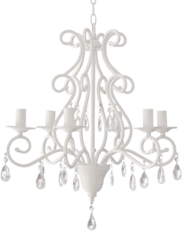 Grafelstein Kronleuchter Kronleuchter SOUTHAMPTON weiß mit Kristallen 6-armig Long Island Hampt