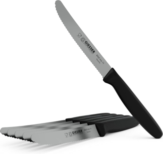 GIESSER Tomatenmesser Allzweckmesser Brötchenmesser 8365 wsp 11, Spülmaschinenfest, langlebig, 3 mm Wellenschliff extrem scharf