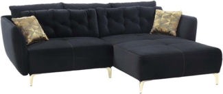 Wohnlandschaft Sayar / Salome , Polyester, Stoff , Schwarz , 251 x 90 x 186 cm