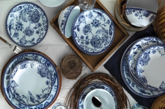 Tafelservice (24-teilig), 'Zg24Y2420939016', Blau, Weiß