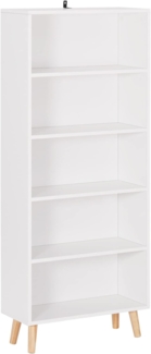 Bücherschrank mit 5 Fächer aus Spanplatte SKuep weiß