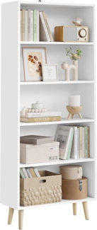 Bücherschrank mit 5 Fächer aus Spanplatte SKuep weiß