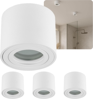 Sweet LED Aufbauleuchte 4er Set für Bad & Küche IP44 schwenkbar Aluminium 230V flach, ohne Leuchtmittel, Aufbaustrahler LED, Aufbauspot, Deckenstrahler