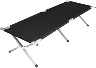 Spetebo Feldbett XXL Campingbett mit Tragetasche 190 x 64cm schwarz (Packung, 1-St, klappbar) Reise Feldbett mit Belastbarkeit bis 150 kg