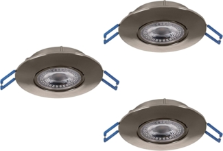 Eglo 75765 BEST CHOICE Einbauleuchte ZUJAR Kunststoff nickel-matt LED 3X3,4W 3000K H:2. 5cm Ø9cm