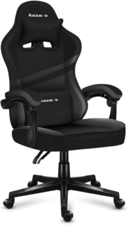 huzaro Force 4.4 Carbon | Gaming Stuhl PC Bürostuhl Schreibtischstuhl Ergonomischer Gamer | Kopfstütze Lendenkissen | bis 130 kg belastbar | Höhenverstellbar Wippfunktion | Stoff Kunstleder | Schwarz