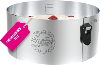 Sallys Tortenring 10 cm V2 aus robustem Edelstahl mit Innenskalierung, rund, rostfrei