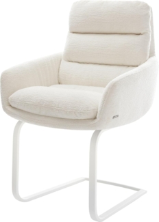 Freischwinger Abelia-Flex mit Armlehnen Bouclé Soft Beige Freischwinger flach Weiß