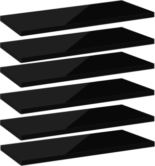 WOLTU 6er Set Wandregal Schweberegal Galeriedisplay Schwarz, Regal freischwebend, Wanddeko für Wohnzimmer Schlafzimmer Kinderzimmer, hochglänzend, aus MDF