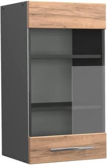 Vicco Küchenschrank Küchenmöbel Küchenzeile Fame-Line modern Küche Einbauküche Blende Unterschrank Hochschrank Hängeschrank (Anthrazit-Goldkraft, Hängeglasschrank 40 cm)